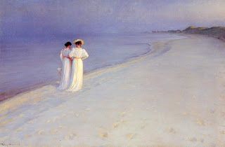 Passeggiando sull'arenile, concordando la cena